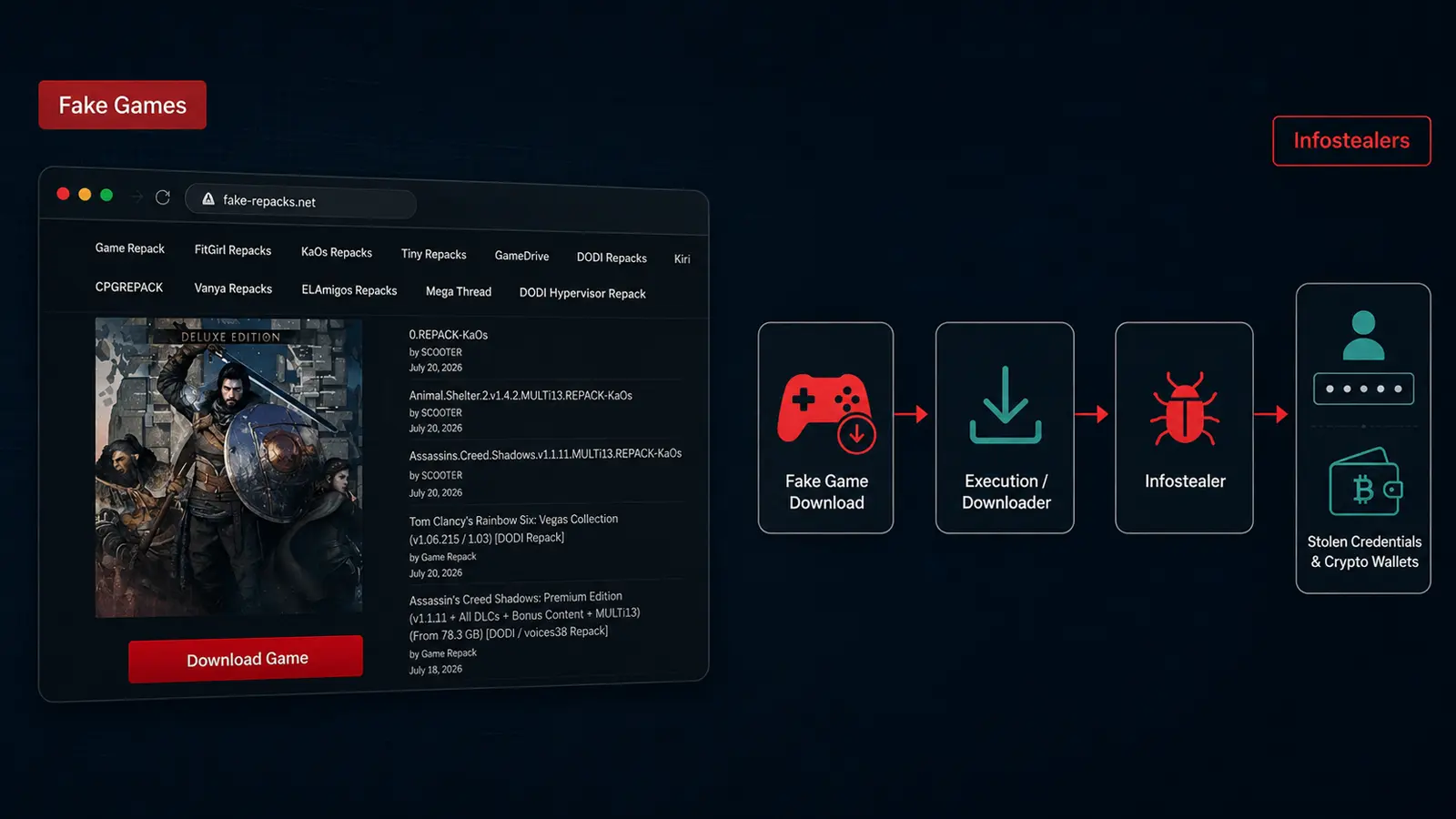 Hackers Turn Fake Games Into Multi-Stage Infostealers That Steal Passwords and Crypto Wallets